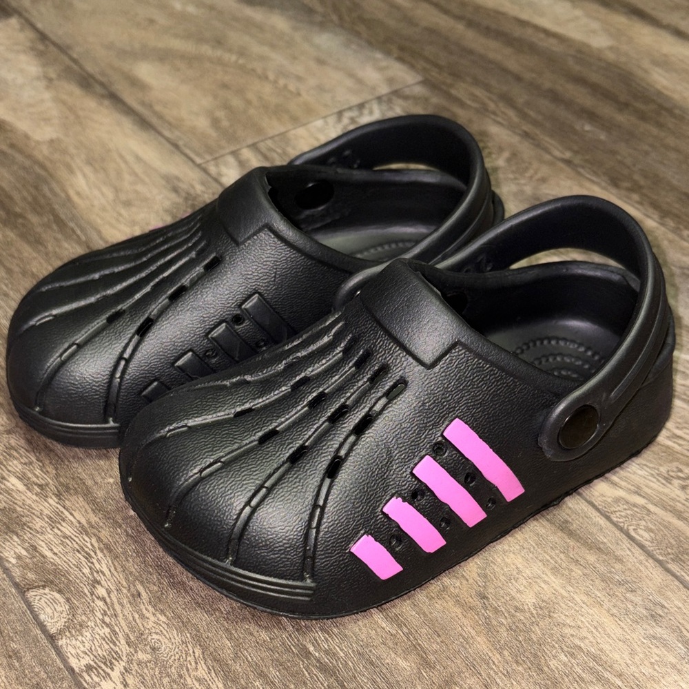 Kids Black and Pink Crocs